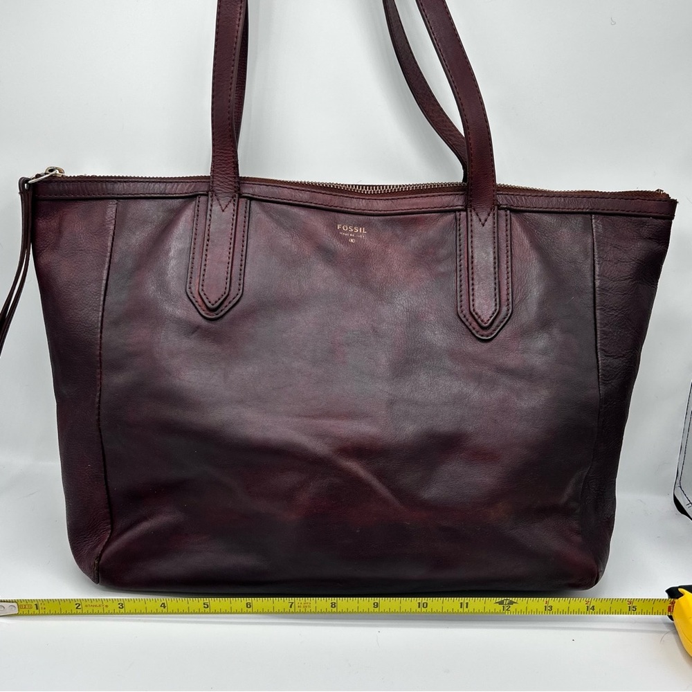 Fossil Deep Burgundy Leather Tote